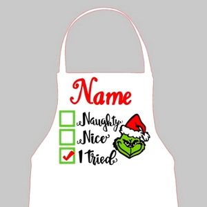 Grinch Apron White 30x33